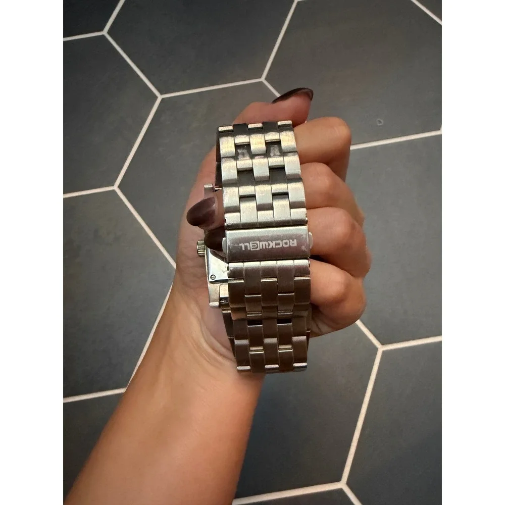 Rockwell Oklahoma Sooners OU Stainless Steel Rectangle Quartz Watch Silver Tone